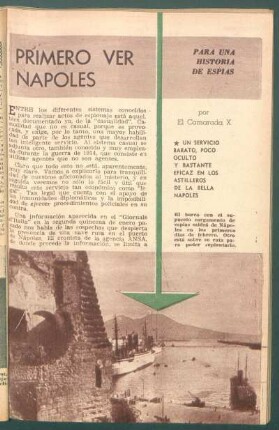 Primero ver Nápoles : Para una historia de espías