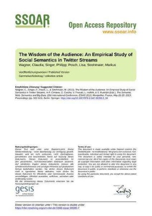 The Wisdom of the Audience: An Empirical Study of Social Semantics in Twitter Streams