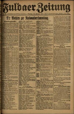Ausgabe vom Montag, den 20. Januar 1919.