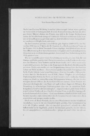 Schulalltag im Winter 1946/47