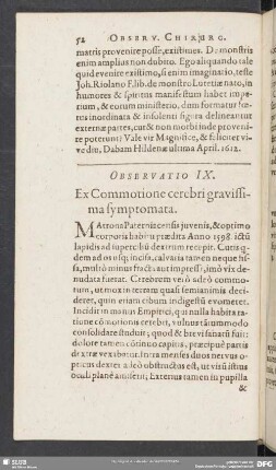 Observatio IX. Ex Commotione cerebri gravissima symptomata