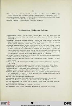Textilarbeiten, Stickereien, Spitzen (Nr. 915-1008)