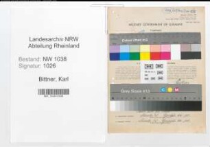 Entnazifizierung Karl Bittner , geb. 04.06.1888 (Schneider)