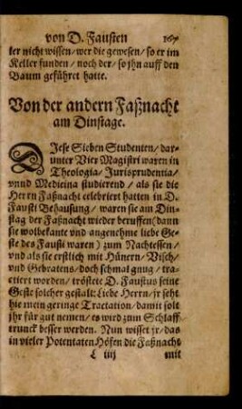 Von der andern Faßnacht am Dinstage.