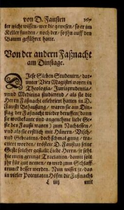 Von der andern Faßnacht am Dinstage.