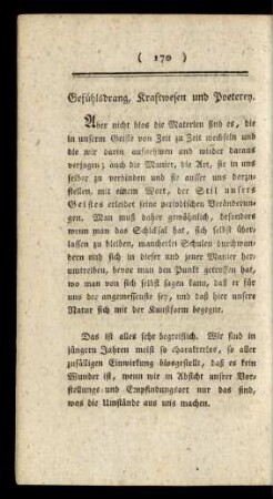 Gefühlsdrang, Kraftwesen und Poeterey