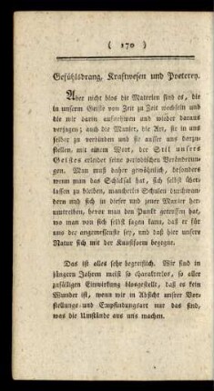 Gefühlsdrang, Kraftwesen und Poeterey