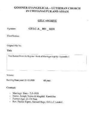 True Extract from the Register book of Marriages kept by-Appendix