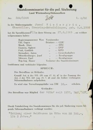 Wiedergrün, Josef
