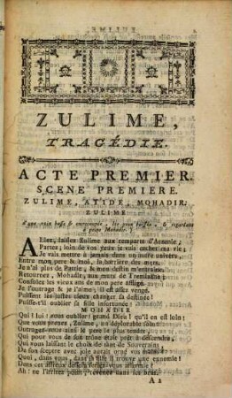 Zulime : Tragédie en 5 actes