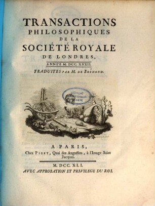 Transactions philosophiques de la Société Royale de Londres. 1732