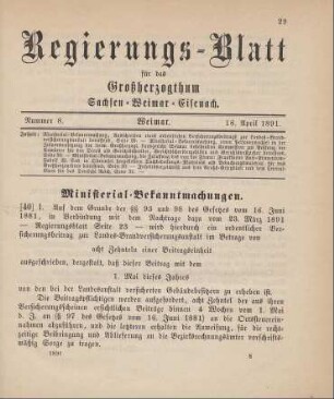 40. Ministerial-Bekanntmachung, das Ausschreiben eines ordentlichen Versicherungsbetrags zur Landes-Brandversicherunganstalt betreffend