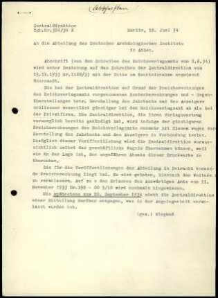T. Wiegand an DAI Athen