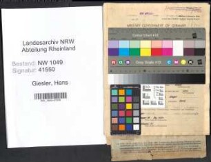 Entnazifizierung Hans Giesler , geb. 08.03.1908 (Steiger)