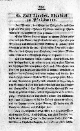 Karl Theodor, Churfuerst zu Pfalzbaiern