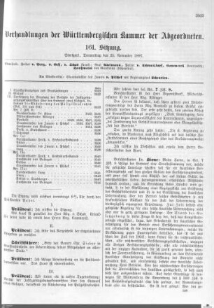 161. Sitzung, Stuttgart, 25.11.1897