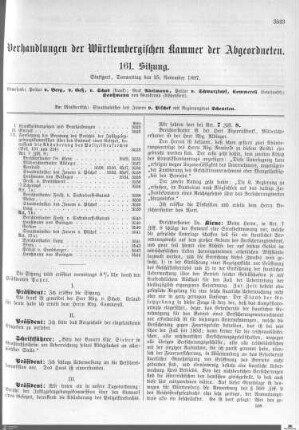 161. Sitzung, Stuttgart, 25.11.1897