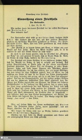Einweihung eines Friedhofs