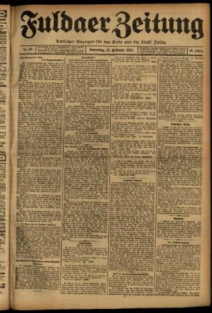 Erste Ausgabe vom Dienstag, den 15. Februar 1921.