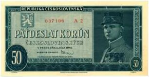 Geldschein, 50 Koruna, 3.7.1948
