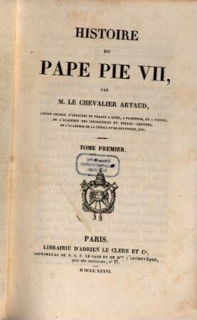 Histoire du Pape Pie VII. 1
