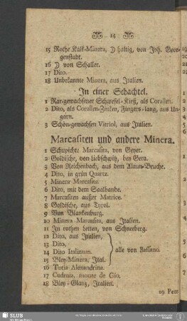 Marcasiten und andere Minera
