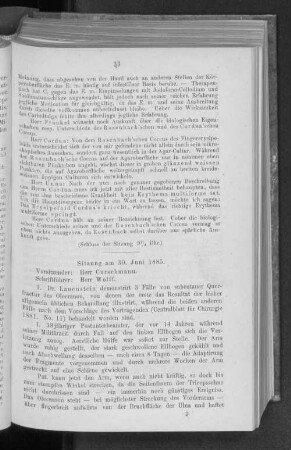 Sitzung am 30. Juni 1885.