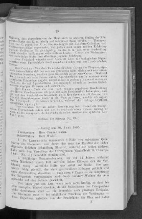 Sitzung am 30. Juni 1885.
