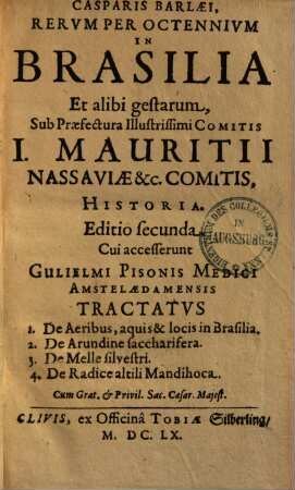 Res Brasiliae imperante Joh. Mauritio Nassoviae ... principe