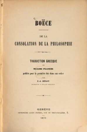 Boëce de la consolation de la philosophie