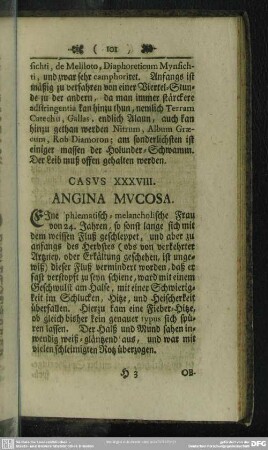 Casus XXXVIII. Angina Mucosa