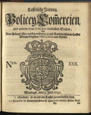 Nro. XXX, Montags, den 23. Julii 1742