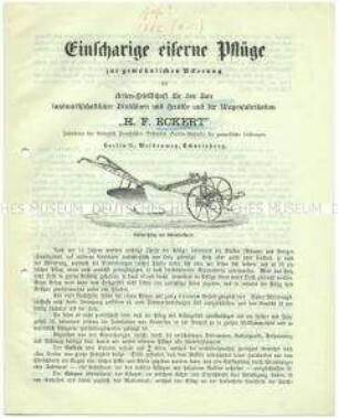 Einscharige eiserne Pflüge