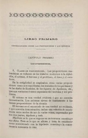Libro primero. Generalidades sobre las Proposiciones y los Métodos.