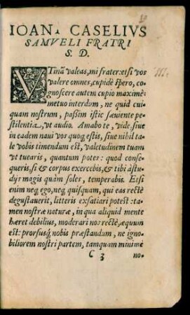 Ioan. Caselius Samueli Fratri S. D.