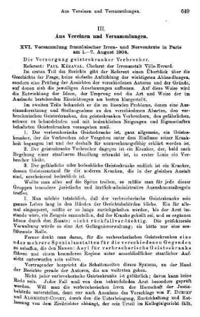 649-663, III. Aus Vereinen und Versammlungen