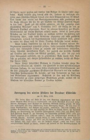 Sprengung des vierten Pfeilers der Dresdner Elbbrücke am 19. März 1813