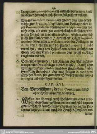 Cap. XVI. Von Beweißthum, der in Continenti und ohne Weitläuffigkeit geschiehet