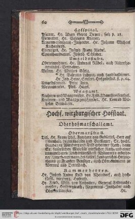 Hochf. wirzburgischer Hofstaat