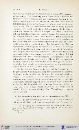 3. Die Behandlung der Eier vor der Befruchtung mit NH3