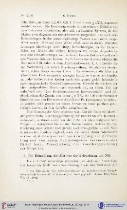 3. Die Behandlung der Eier vor der Befruchtung mit NH3