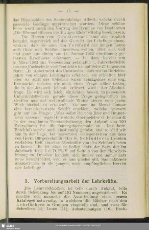 3. Vorbereitungsarbeit der Lehrkräfte