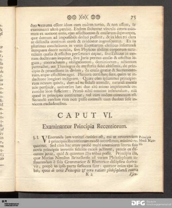 Caput VI. Examinantur Principia Recentiorum