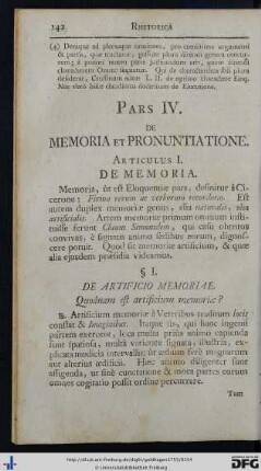 Pars IV. De Memoria Et Pronuntiatione.