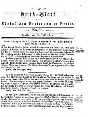 No. 30, 30. Juli 1817