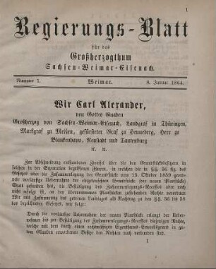 Nr. 1 : 8. Januar 1864