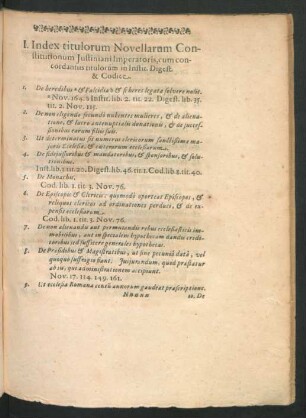 I. Index titulorum Novellarum