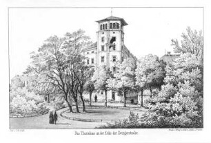 Das Thurmhaus an der Ecke Zwingerstraße (Dresden) : Arldt, Carl Wilhelm. Das Thurmhaus an der Ecke Zwingerstraße (Dresden). Lithographie; 144 x 217 mm. Dresden: Kupferstich-Kabinett A 132245 in Sax. top. IV, 3, 30
