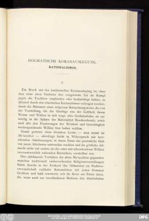Dogmatische Koranauslegung. Rationalismus.