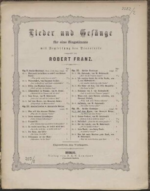 6 Gesänge : für 1 Singstimme mit Begl. d. Pianoforte ; op. 36